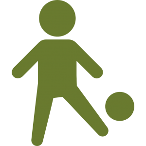 Green illustration of person playing soccer