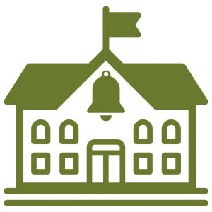 Green illustration of school building
